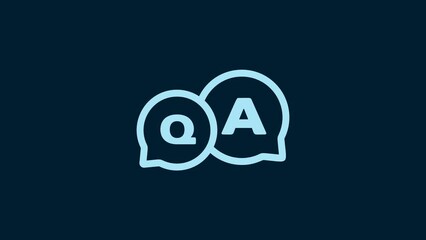 Poster - White Speech bubbles with Question and Answer icon isolated on blue background. Q and A symbol. FAQ sign. Chat speech bubble and chart. 4K Video motion graphic animation