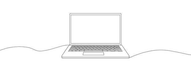 Aufkleber - Continuous line drawing of a computer monitor. Linear background of laptop sign. Continuous line drawing. 