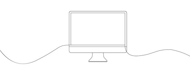 Aufkleber - continuous line drawing of computer desktop vector illustration.  Linear background of computer sign. Continuous line drawing. 