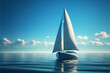 Sailing boat in the sea against the background of the azure sky. AI generated