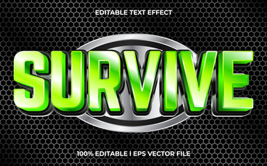 Poster - Survive editable text effect, lettering typography font style, metal 3d text for tittle