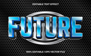 Poster - future editable text effect, lettering typography font style, silver 3d text for tittle
