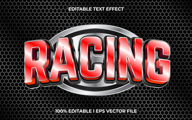Poster - Racing editable text effect, lettering typography font style, games 3d text for tittle