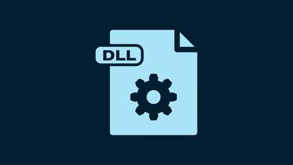 Poster - white dll file document. download dll button icon isolated on blue background. dll file symbol. 4k v