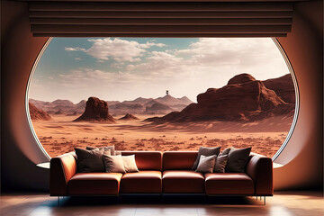 Living-room with view on Mars