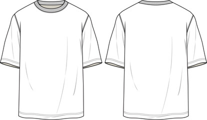 MEN AND BOYS WEAR BOXY T SHIRT FRONT AND BACK FASHION FLAT DESIGN VECTOR