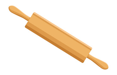 Sticker - Rolling pin icon. Wooden baking tool. Cartoon pastry cylinder