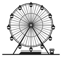 Amusement Park Ferris Big Wheel Black Silhouette