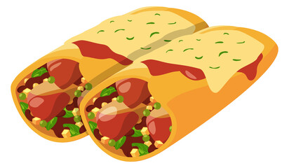 Poster - Burrito cartoon icon. Tasty roll. Mexican cuisine