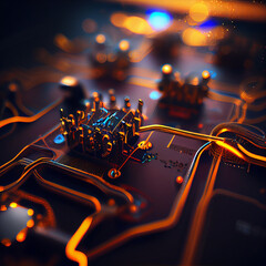 Fototapete - Futuristic circuit background created with Generative Ai
