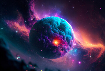 Aufkleber - abstract illustration of the cosmos on the theme of the origin of life in the universe with stars, comets and nebulae