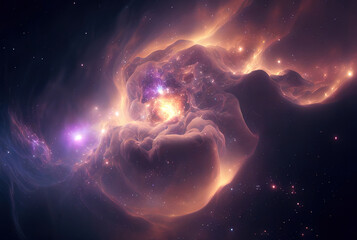 Aufkleber - illustration on the theme of life in space with super bright colors and planets and stars
