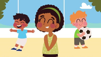 Sticker - three little kids characters animation