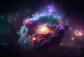 Aufkleber - Colorful abstract wallpaper texture background illustration, Universe and time travel between stars and planets