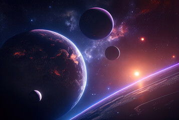 Aufkleber - abstract background of outer space with ultra bright stars and comets on the theme of explosions and life in space