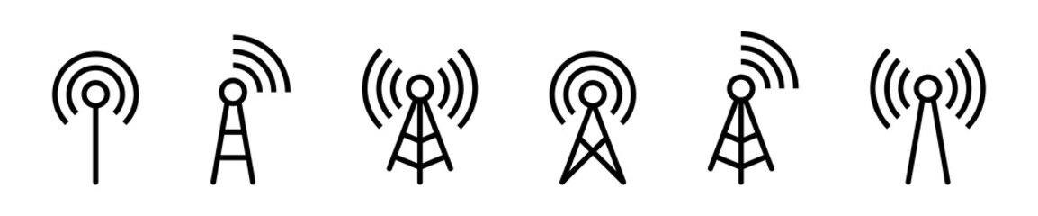 Antenna icon set. Antenna tower Icon. Communication Antenna. Wireless antenna. Radio antenna icon. Communication towers collection. Radio tower icons.