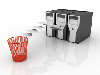 Poster - 3d rendering Database storage data base with bin