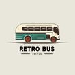 Vector retro bus. Side view. Isolate. Passenger transport. Colored silhouette. Flat graphic illustration. Isolation on a light background. 