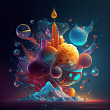 Colorful Kinetic Microscopic Scientific Abstract Cellular Bubble Design
