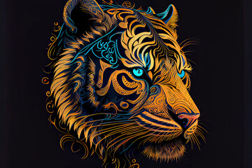  Tiger head Fokus ethnic ornamental ornaments painting