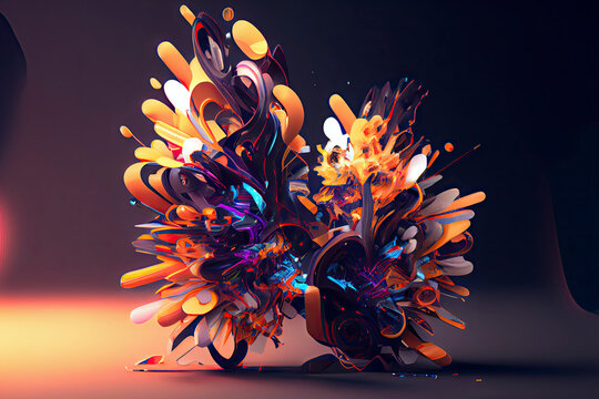 Modern geometric abstract artwork based on a dynamic technology
