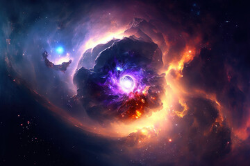 nebula in cosmos. supernova, galaxy, universe wallpaper. ai