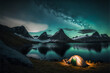 Leinwandbild Motiv Camping at night representing adventure created with Generative AI