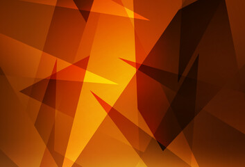 Poster - Dark Orange vector backdrop with lines, triangles.
