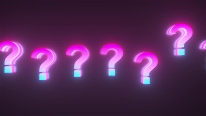 Poster - Neon questions marks. Computer generated 3d render