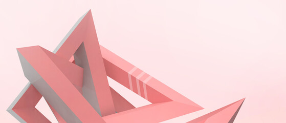 Aufkleber - Creative idea Paper Cut of Futuristic Abstract Realistic 3d Minimal background. Business concept for leadership success on red. copy space, software, digital, banner -3d Rendering