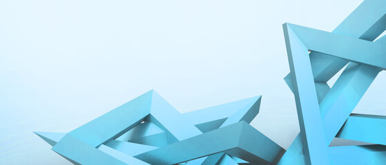 Aufkleber - Creative idea Paper Cut of Futuristic Abstract Realistic 3d Minimal background. Business concept for technology Innovation on Blue background. copy space, digital, software, website -3d Rendering