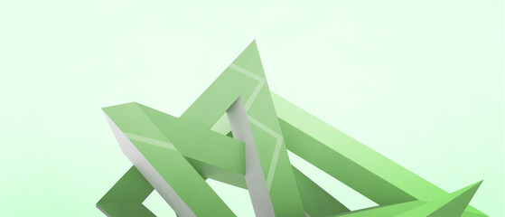 Aufkleber - Creative idea Paper Cut of Futuristic Abstract Realistic 3d Minimal background. Business success for target Development concept on green background. Inspiration, copy space, digital -3d Rendering