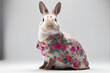 cute rabbit bunny in chinese new year white background