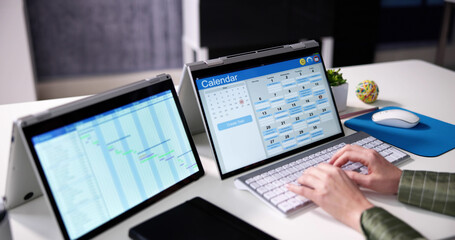 Poster - Employee Looking Calendar Schedule