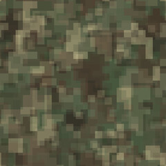 Canvas Print - abstract seamless pattern with khaki and brown colored chaotic overlap pixels