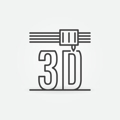 Poster - 3D Printing vector thin line Prototype concept icon or symbol