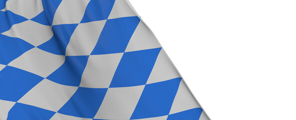 Wall Mural - Highly detailed flag of Bavaria waving in the wind. Light blue sky is shining through the fabric texture.