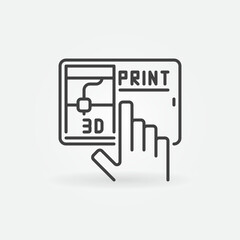 Poster - 3D Printing via Tablet Device vector concept linear icon