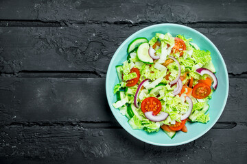 Sticker - Fresh vegetable salad of tomatoes, cucumbers and red onions.