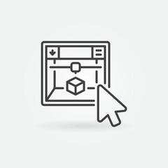 Poster - Mouse Cursor with 3D Printer vector concept outline icon