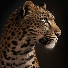 Wall Mural - Majestic leopard portrait in studio, ultra realistic, Generative Ai