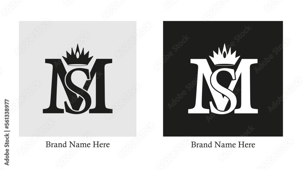 MS logo monogram emblem style with crown shape design template Stock ...