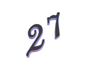 Poster - Two-color 3D number or numbers for decoration. Render illustration.