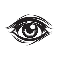Eye vector icon. Black and white isolated eye. Graphic design. Watch emblem. Fashion logo for company and business. Simple eyelid. Concept of lens. Simple trendy modern pictogram. Emotion idea.