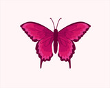 Fototapeta Motyle - pink butterfly isolated on white