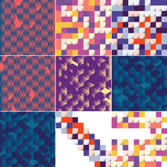 Poster - Abstract colorful square background pack of 11