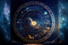 Astrological Chart With Stars Background. Abstract Astrological Map