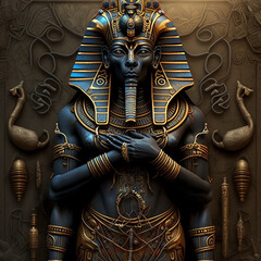 Poster - Ancient Egyptian mythology. Ptah, the ancient Egyptian mythological god. Created with Generative AI technology.