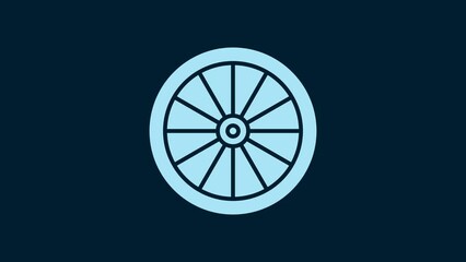 Sticker - White Car wheel icon isolated on blue background. 4K Video motion graphic animation