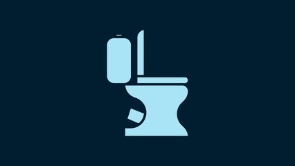 Sticker - White Toilet bowl icon isolated on blue background. 4K Video motion graphic animation